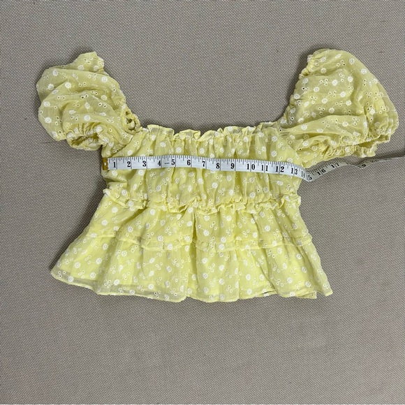 VICI Collection - Olia baby yellow puff sleeve off the shoulder top Size SM Wom - Picture 6 of 9